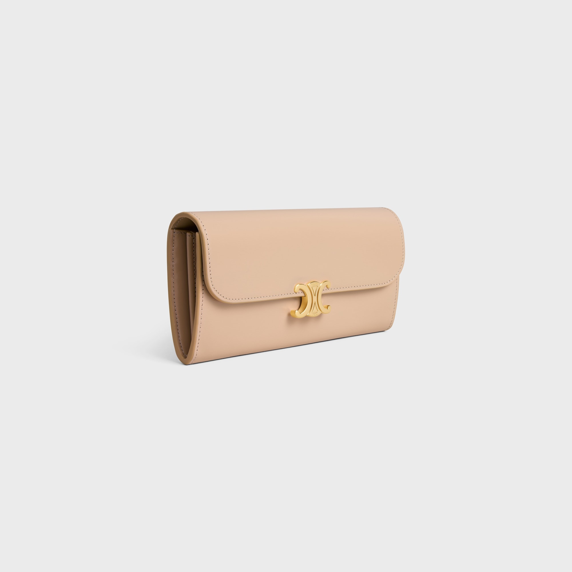 LARGE WALLET TRIOMPHE IN SHINY CALFSKIN OAT BEIGE - Image 2